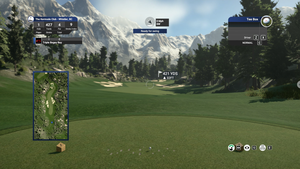 PGA Course the Kermode Club opening hole, as if you were standing on the tee box yourself waiting to tee off